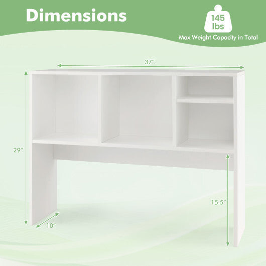 Computer Desktop Bookcase with 4 Cubbies and Open Back Compartment-Natural W2B