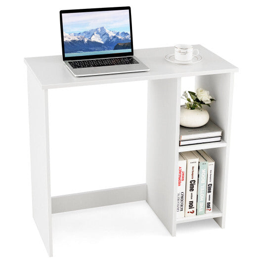 31.5 Inch  Modern Home Office Desk with 2 Compartments-White W2B