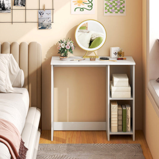 31.5 Inch  Modern Home Office Desk with 2 Compartments-White W2B