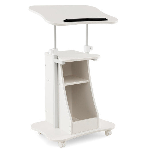 Sit-to-Stand Laptop Desk Cart Height Adjustable with Storage-Black