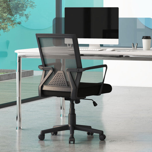 Ergonomic Desk Chair with Lumbar Support and Rocking Function-Black