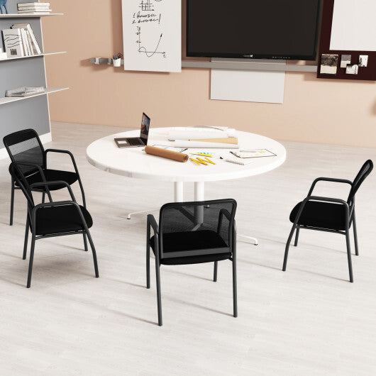 Waiting Room Chair Set of 2 Office Guest Chairs with Ergonomic Mesh Backrest-Black