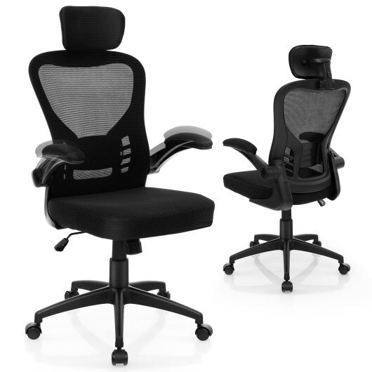 Ergonomic Mesh Office Chair with Adjustable Height for Home Office-Black W2B
