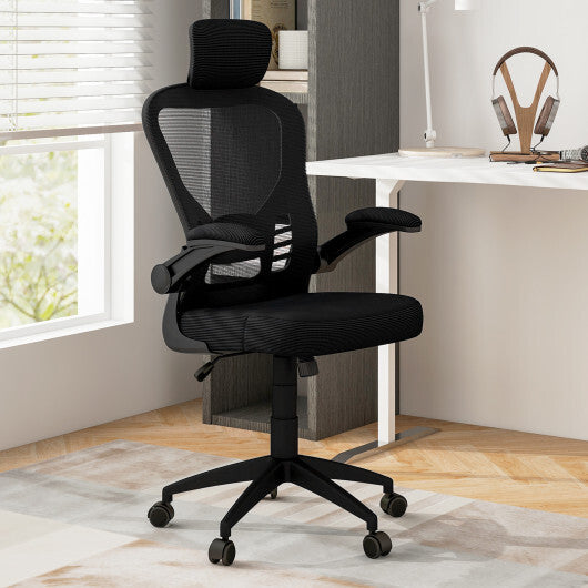 Ergonomic Mesh Office Chair with Adjustable Height for Home Office-Black W2B