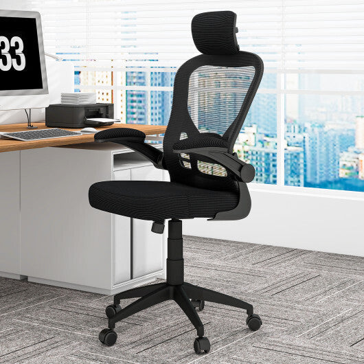 Ergonomic Mesh Office Chair with Adjustable Height for Home Office-Black W2B
