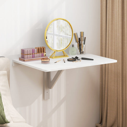 31.5 x 23.5 Inch Wall Mounted Folding Table for Small Spaces-White W2B