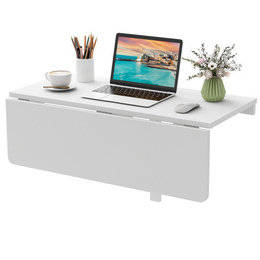 31.5 x 23.5 Inch Wall Mounted Folding Table for Small Spaces-White W2B