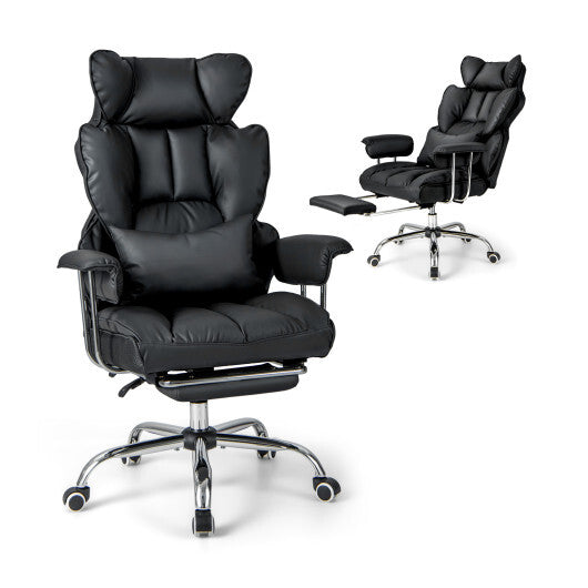 PU Leather Home Office Chair 400 lbs High Back Executive Chair-White