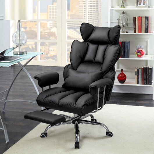 PU Leather Home Office Chair 400 lbs High Back Executive Chair-White