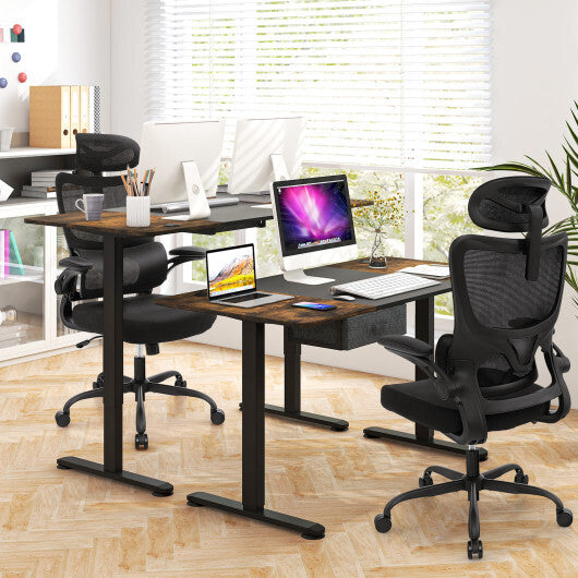 Mesh Office Chair with Adaptive Lumbar Support  Flip-up Armrests  Reclining Backrest-Black W2B
