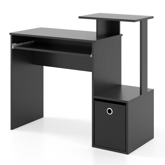 Space-saving Computer Desk with Pull-out Keyboard Tray-White W2B