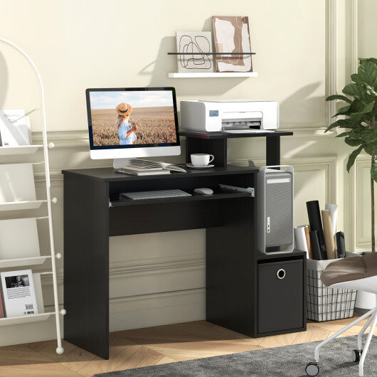 Space-saving Computer Desk with Pull-out Keyboard Tray-White W2B