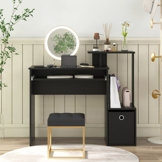 Space-saving Computer Desk with Pull-out Keyboard Tray-White W2B