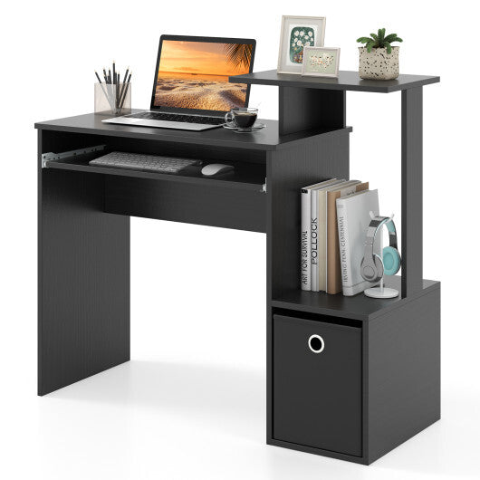 Space-saving Computer Desk with Pull-out Keyboard Tray-White W2B