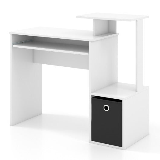 Space-saving Computer Desk with Pull-out Keyboard Tray-White W2B