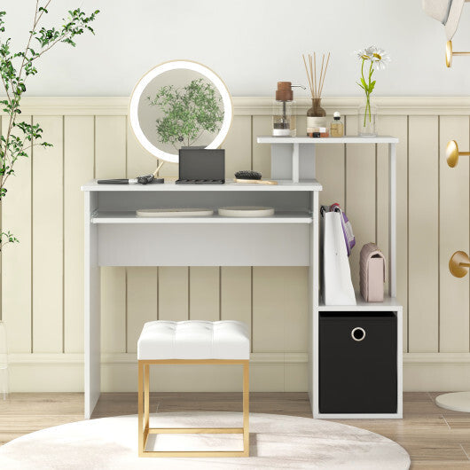 Space-saving Computer Desk with Pull-out Keyboard Tray-White W2B