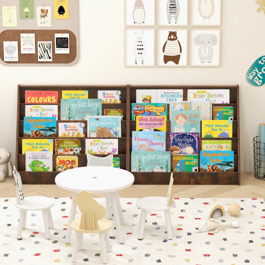 5-Tier Kids Bookshelf with Deep Compartments and Stable Baby Book Case-Rustic Brown W2B