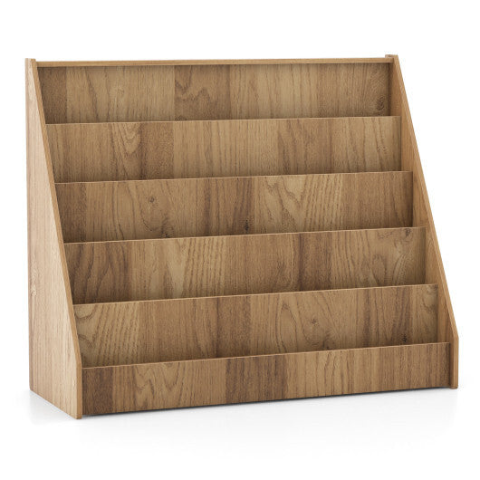 5-Tier Kids Bookshelf with Deep Compartments and Stable Baby Book Case-Rustic Brown W2B