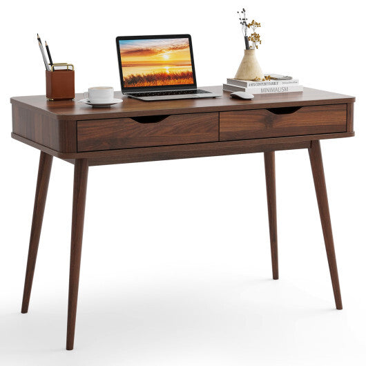 43.5 Inch Computer Desk with 2 Drawers for Small Spaces-White W2B