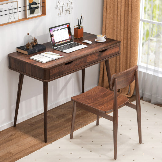 43.5 Inch Computer Desk with 2 Drawers for Small Spaces-White W2B