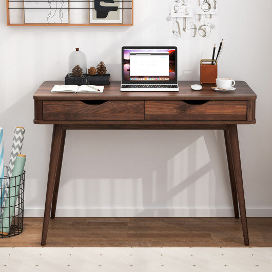 43.5 Inch Computer Desk with 2 Drawers for Small Spaces-White W2B