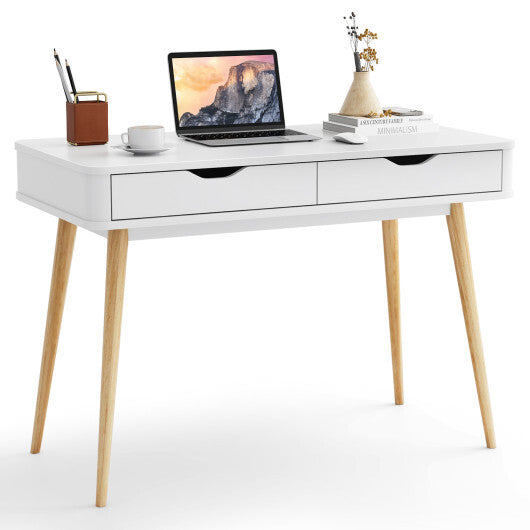 43.5 Inch Computer Desk with 2 Drawers for Small Spaces-White W2B