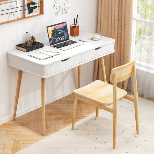 43.5 Inch Computer Desk with 2 Drawers for Small Spaces-White W2B