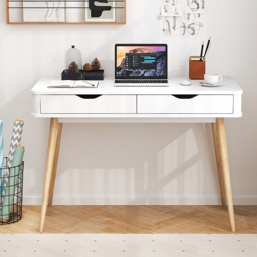 43.5 Inch Computer Desk with 2 Drawers for Small Spaces-White W2B