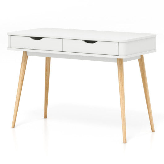 43.5 Inch Computer Desk with 2 Drawers for Small Spaces-White W2B