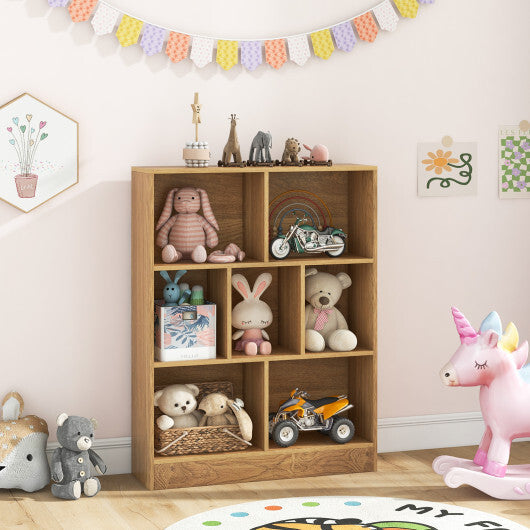 7-Section Freestanding Bookshelf for Kids Room Classroom Daycare Nursery-White W2B