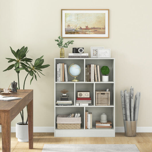 7-Section Freestanding Bookshelf for Kids Room Classroom Daycare Nursery-White W2B