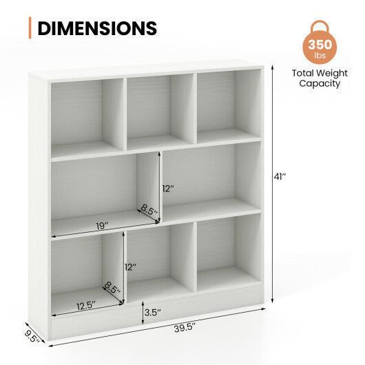 41 Inches 8-Cube Freestanding Bookcase for Kids-White W2B