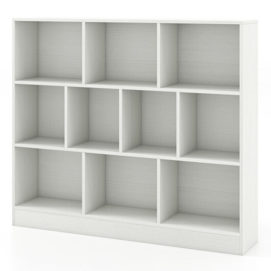 41 inches Wooden Toy Storage Organizer with 10 Cubes for Kids-White W2B