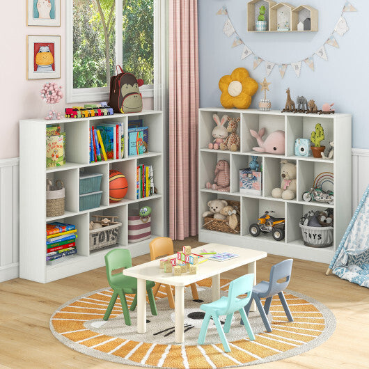 41 inches Wooden Toy Storage Organizer with 10 Cubes for Kids-White W2B