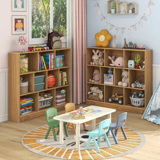 41 inches Wooden Toy Storage Organizer with 10 Cubes for Kids-White W2B