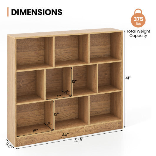 41 inches Wooden Toy Storage Organizer with 10 Cubes for Kids-White W2B