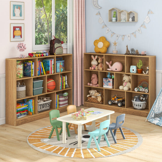 41 inches Wooden Toy Storage Organizer with 10 Cubes for Classroom Daycare Nursery Kindergarten-White W2B