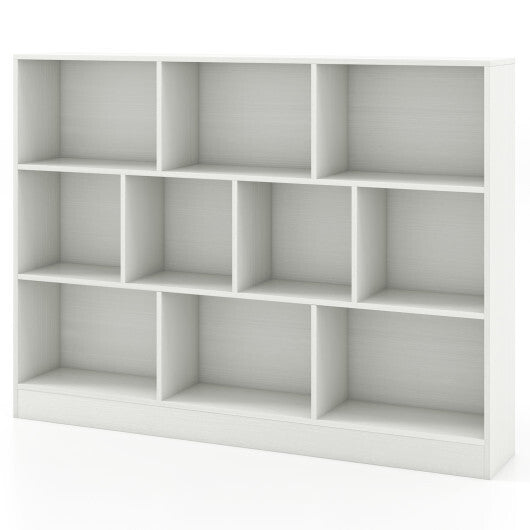 41 inches Wooden Toy Storage Organizer with 10 Cubes for Classroom Daycare Nursery Kindergarten-White W2B