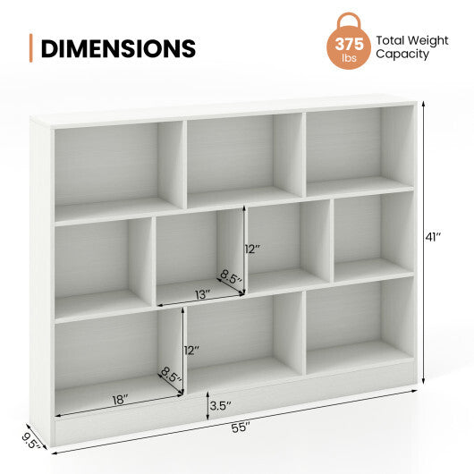 41 inches Wooden Toy Storage Organizer with 10 Cubes for Classroom Daycare Nursery Kindergarten-White W2B