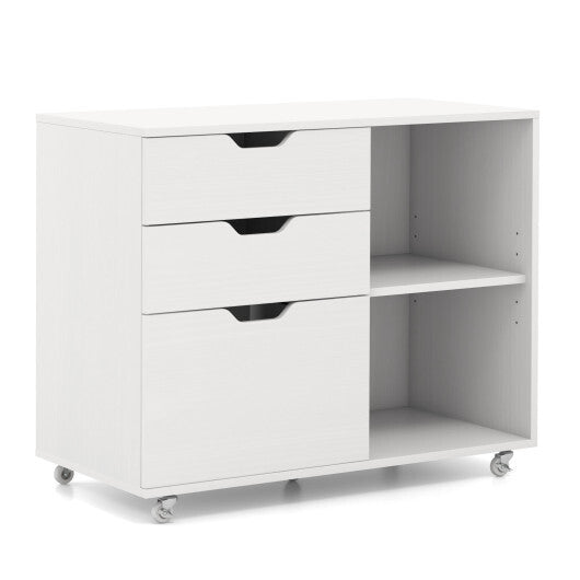 3-Drawer File Cabinet with Adjustable Shelf and Wheels for Letter-Rustic Brown W2B