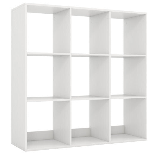 9 Cube Bookshelf with Back Guardrail for Living Room Bedroom-White