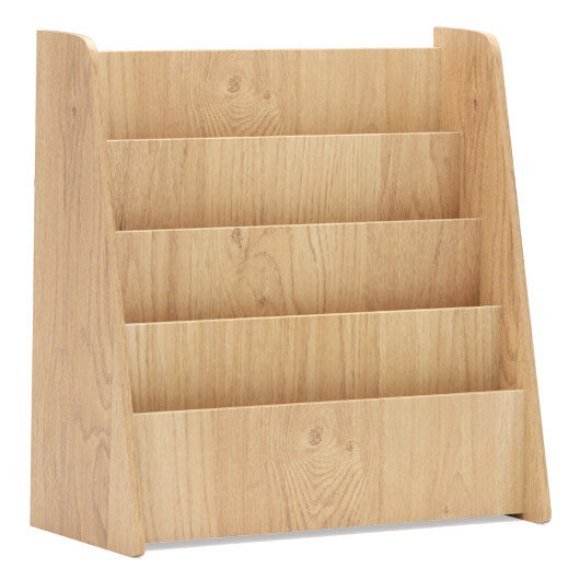 4-Tier Kids Bookshelf with Deep Compartments for Bedroom-Natural W2B