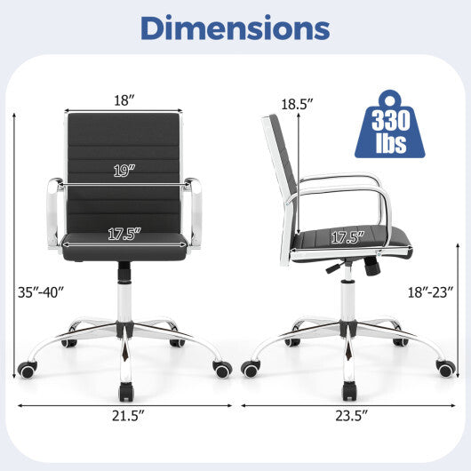 Office Chair Height Adjustable Conference Room Chair with Rocking Backrest Armrests-Brown W2B