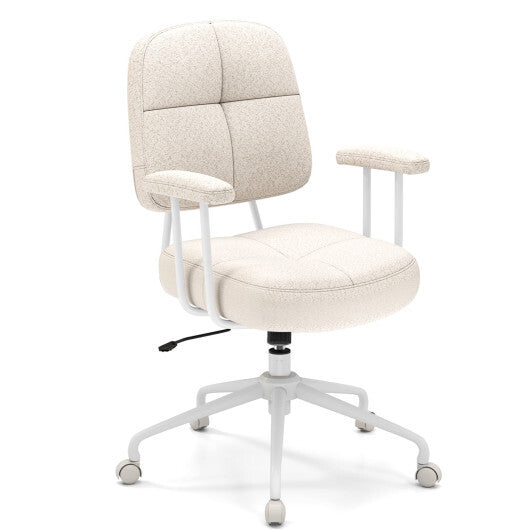 Leathaire Upholstered Task Home Office Chair with Cushioned Back-Beige