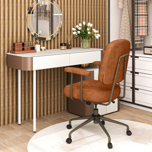 Leathaire Upholstered Task Home Office Chair with Cushioned Back-Beige