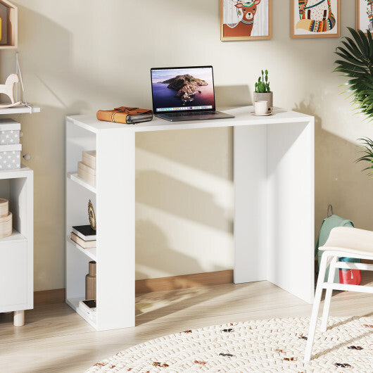 36 Inch White Computer Desk with 3 Open Shelves for Home Office Study-White W2B