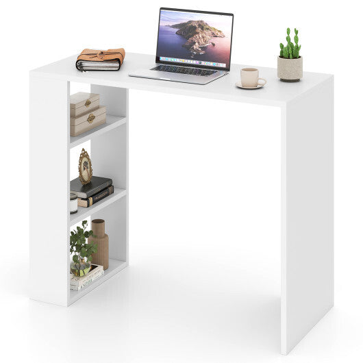 36 Inch White Computer Desk with 3 Open Shelves for Home Office Study-White W2B