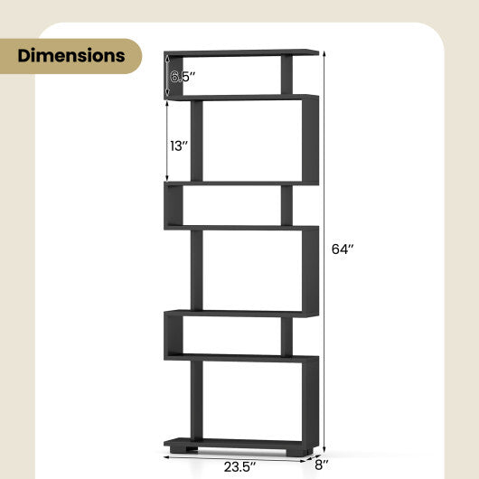 6-Tier Bookcase with Anti-Tipping Kit-White W2B