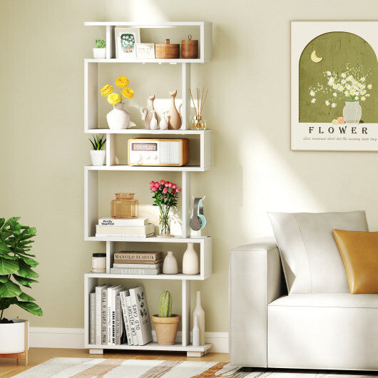6-Tier Bookcase with Anti-Tipping Kit-White W2B