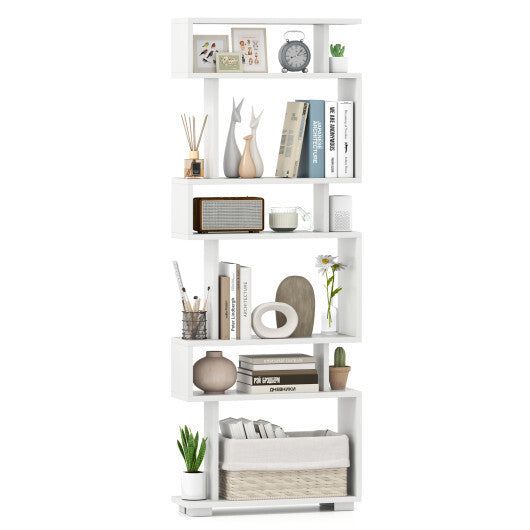 6-Tier Bookcase with Anti-Tipping Kit-White W2B